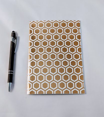 Gold Foil Hexagon Honeycomb notebook
