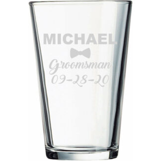 Personalized groomsman pint glass