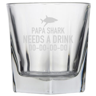 Papa Shark Rocks Whiskey Glass